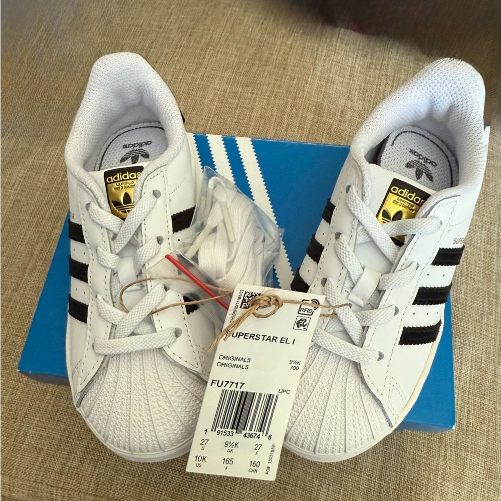 Adidas Kids Superstar White with Black Stripes